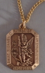 Saint (St.) Michael Patron of Law Enforcement Protect Us Necklace Pendant Antique Gold